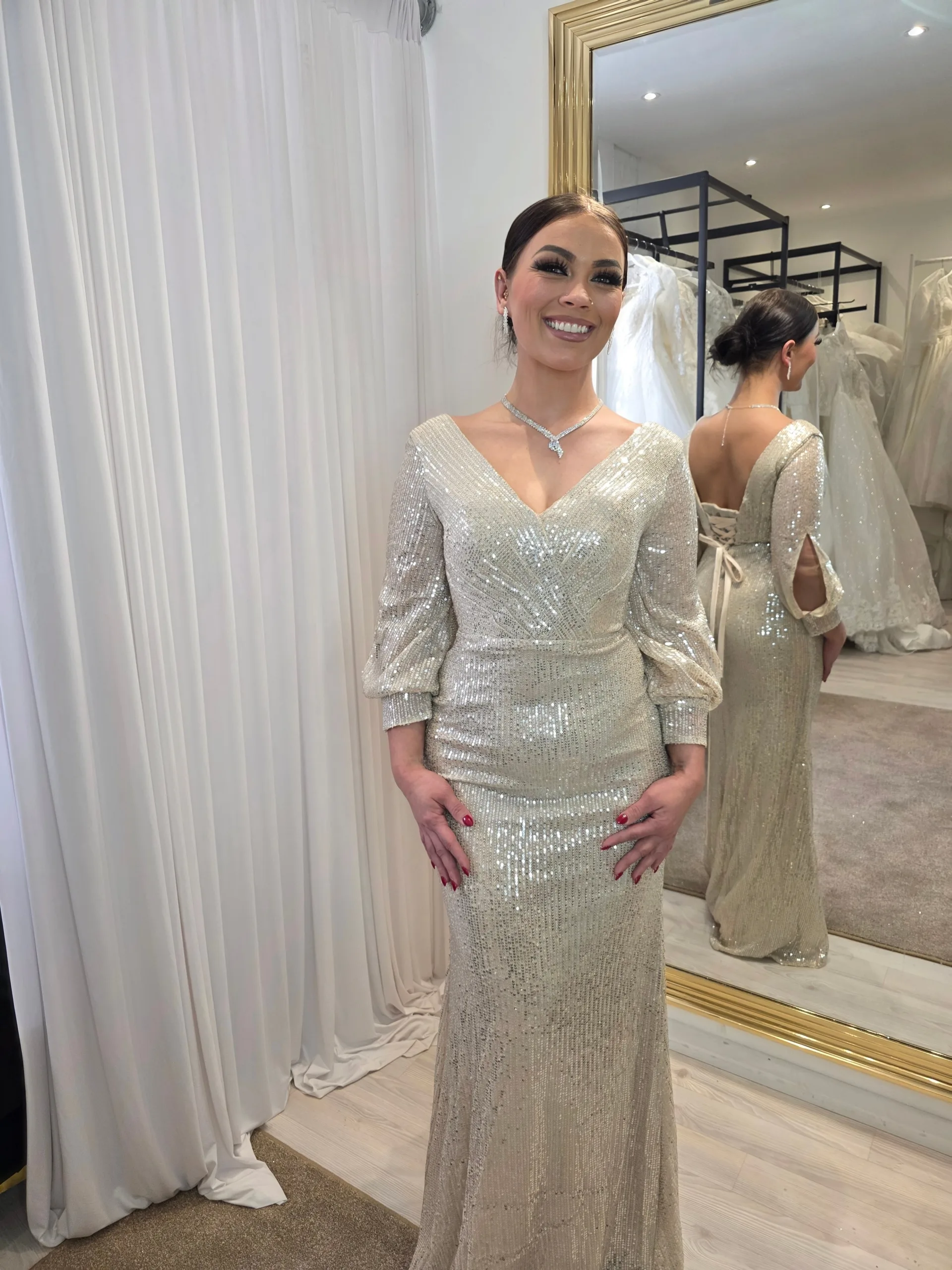 Robe de soirée manches longues