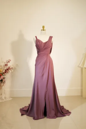 robe de soirée satinée vieux rose