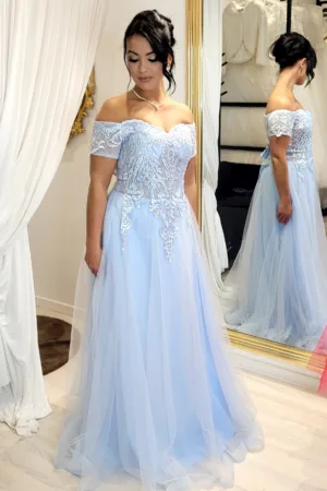 Robe longue de cérémonie col bateau -Bustier brodé et jupe fluide élégante