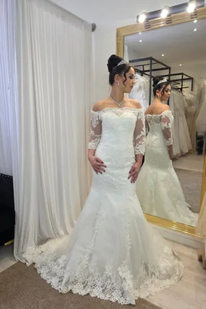 robe sirène col coeur off shoulder