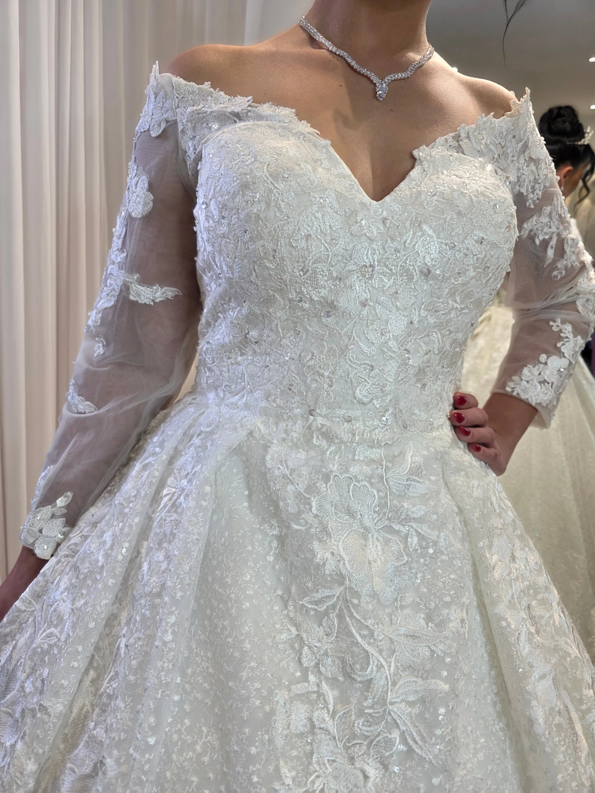 Robe Princesse Brodée en Dentelle Florale – Élégance Romantique et Féminité Absolue – Image 2