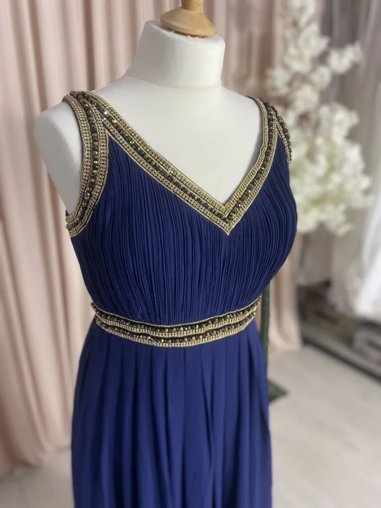Robe longue fluide taille ornée style impérial – Image 2