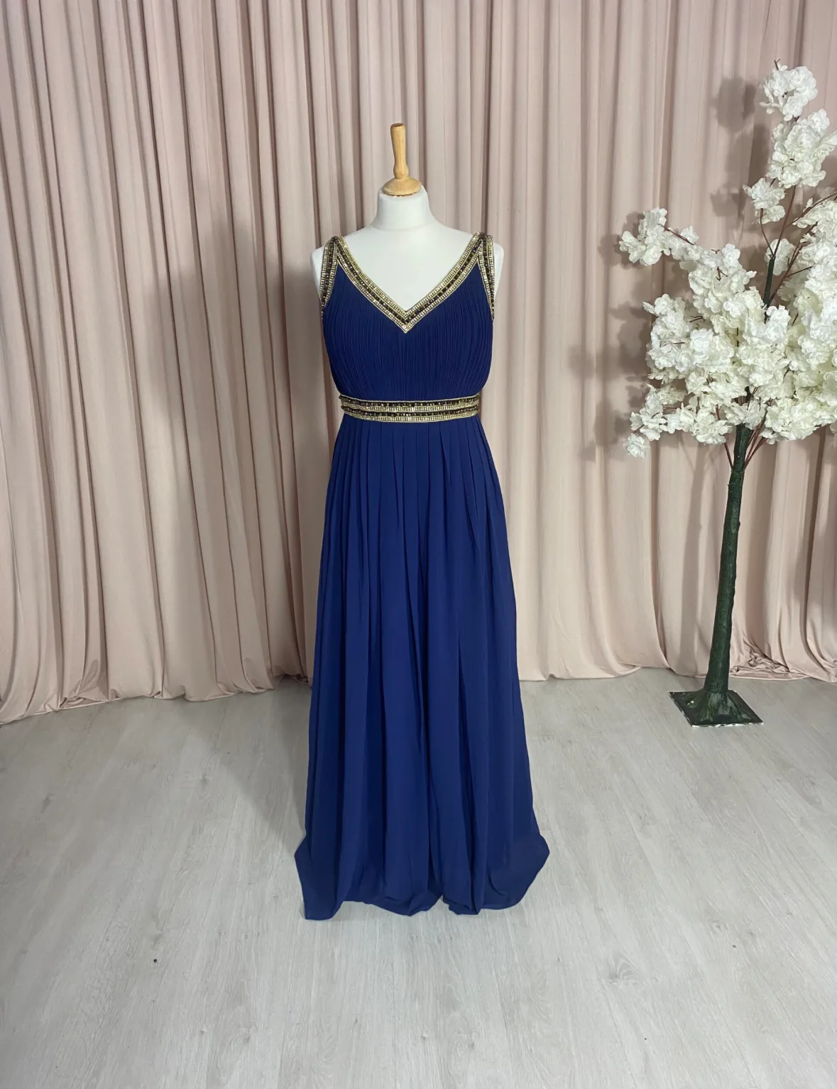 Robe bleu foncé style impérial fluide