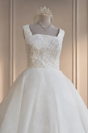 robe de mariée création princesse en tulle pailleté